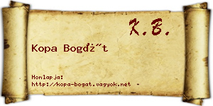 Kopa Bogát névjegykártya